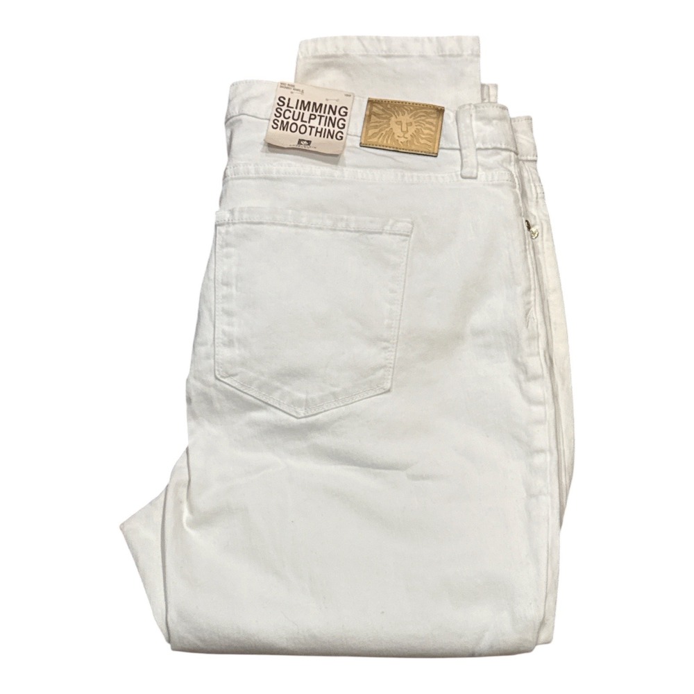 Anne Klein Women 18W White Skinny Ankle Jeans Slimming Sculpting Gold Button NEW